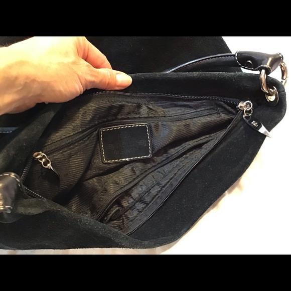 Palio black suede, leather flower deco bag, EUC! - Picture 3 of 8